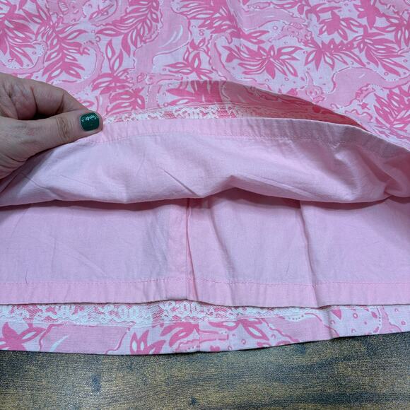 Lily Pulitzer Size 8 Seahorse Print Mini Skirt Pink Lined Linen Blend Summer - Picture 6 of 9
